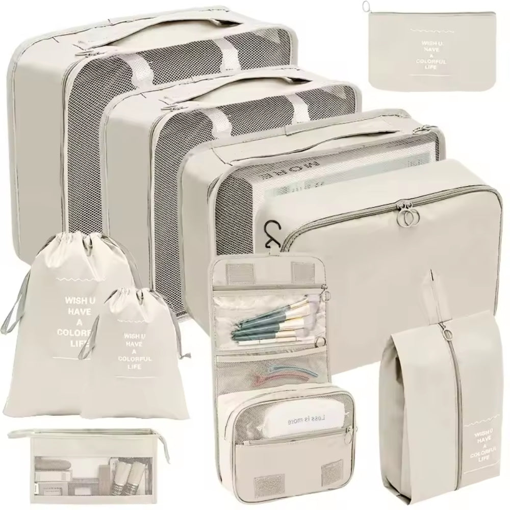10-Piece Travel Organizer Set of Bags Portable Luggage Clothes Shoe Tidy Pouch Folding
