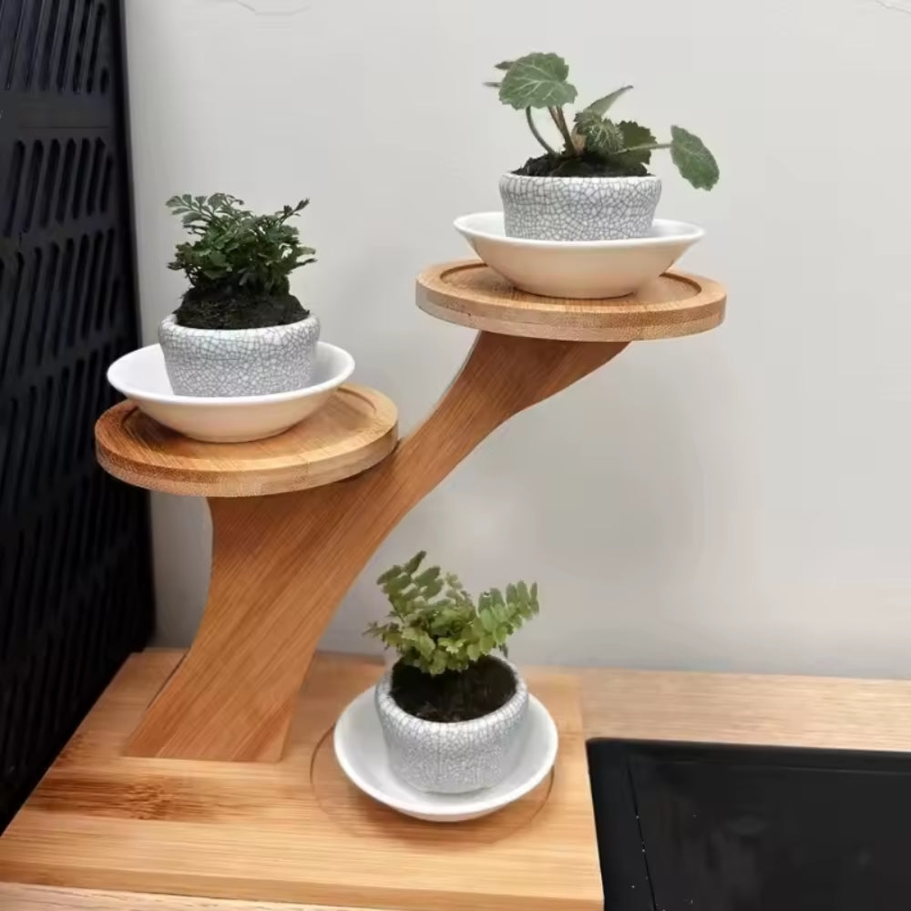2-Tier Bamboo Storage Shelf – Compact Natural Organizer for Home, Office, and Balcony Decor