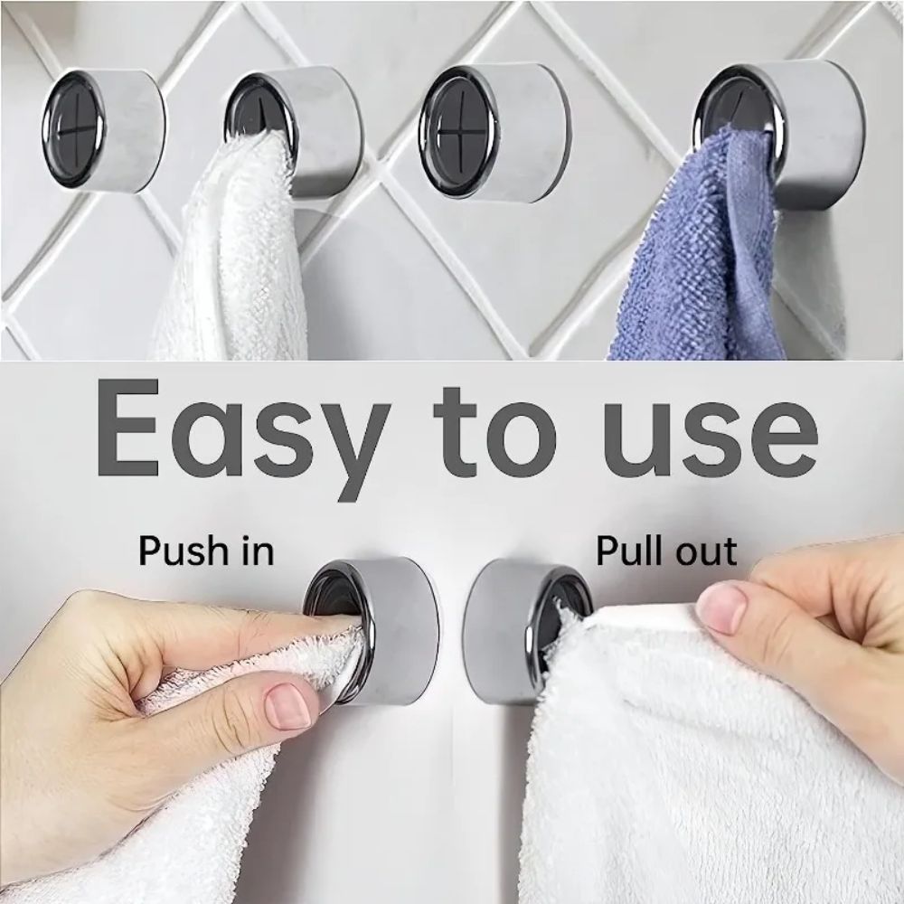 4Pcs Self-Adhesive Towel Clip – Wall-Mounted Dishcloth & Rag Holder for Bathroom or Kitchen