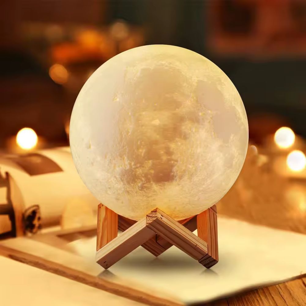 8cm LED Moon Lamp with Stand Starry Night Light for Bedroom & Decor