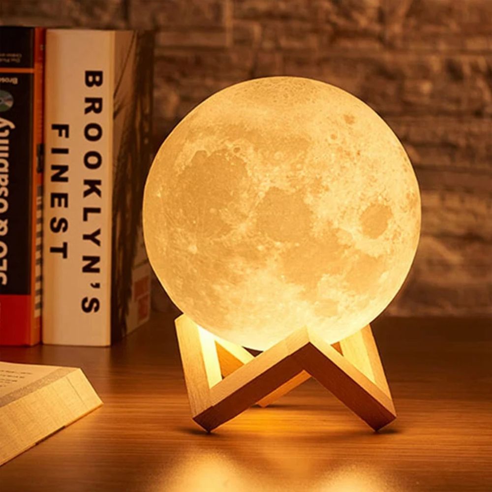 8cm LED Moon Lamp with Stand Starry Night Light for Bedroom & Decor