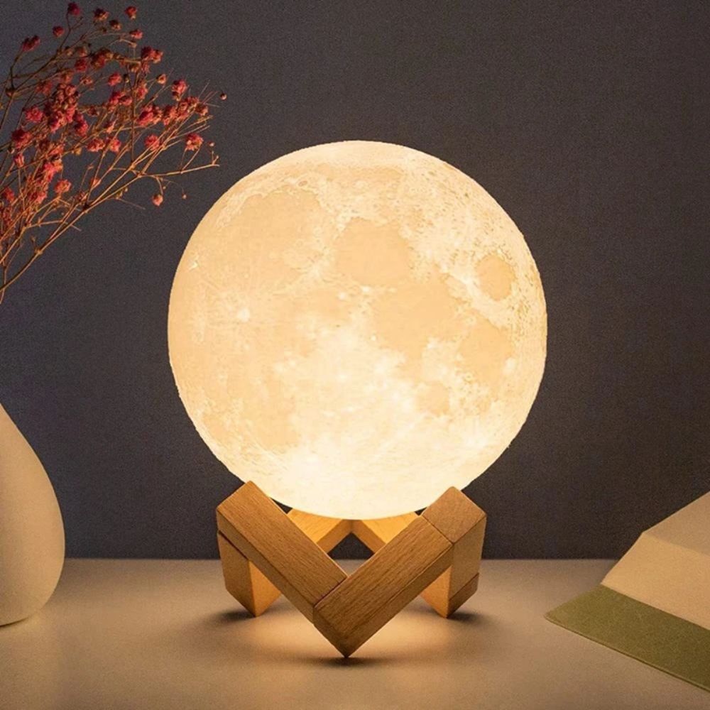 8cm LED Moon Lamp with Stand Starry Night Light for Bedroom & Decor