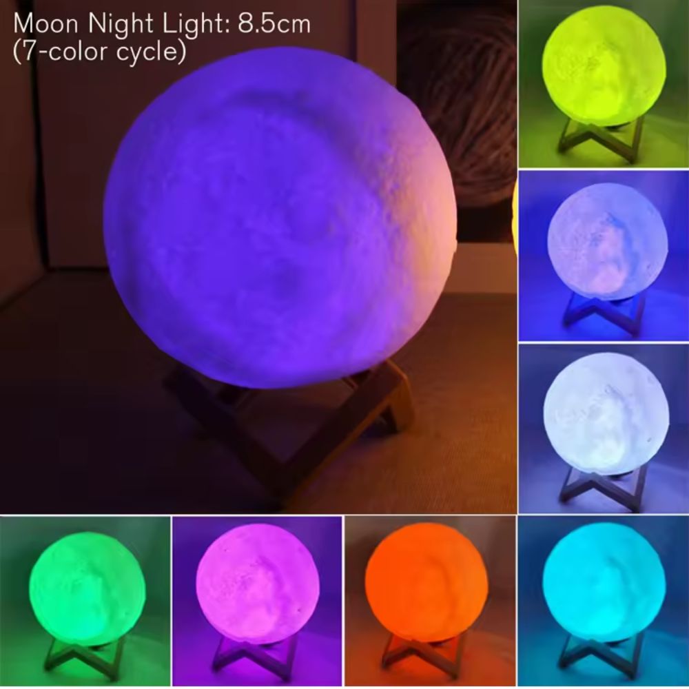 8cm LED Moon Lamp with Stand Starry Night Light for Bedroom & Decor