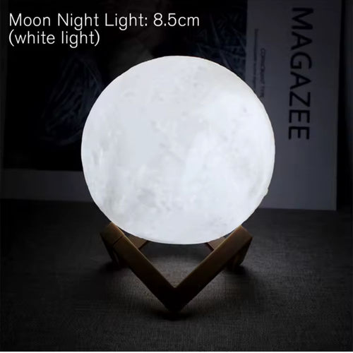 8cm LED Moon Lamp with Stand Starry Night Light for Bedroom & Decor