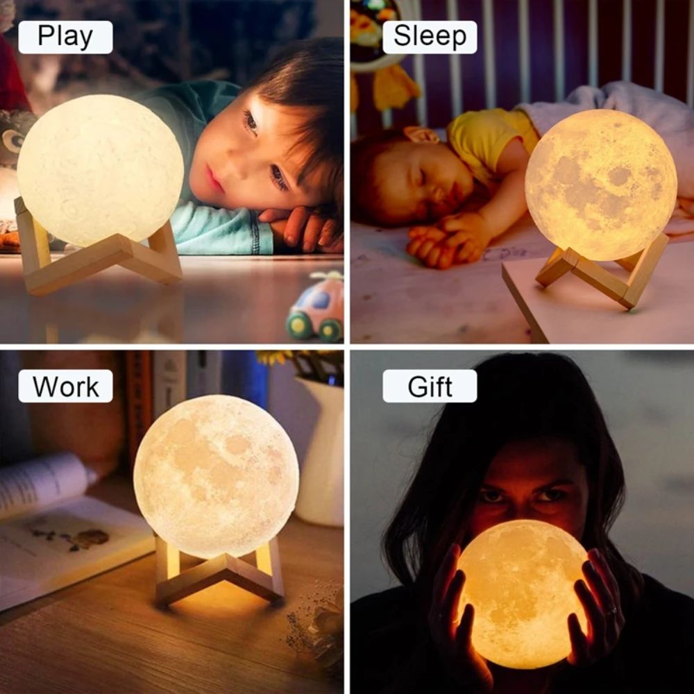 8cm LED Moon Lamp with Stand Starry Night Light for Bedroom & Decor