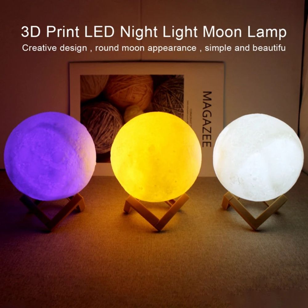 8cm LED Moon Lamp with Stand Starry Night Light for Bedroom & Decor