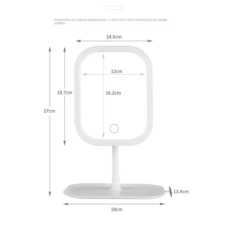 Modern Touch LED Makeup Mirror with 3 Light Modes with Storage for your Makeup, White