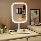 Modern Touch LED Makeup Mirror with 3 Light Modes with Storage for your Makeup, White