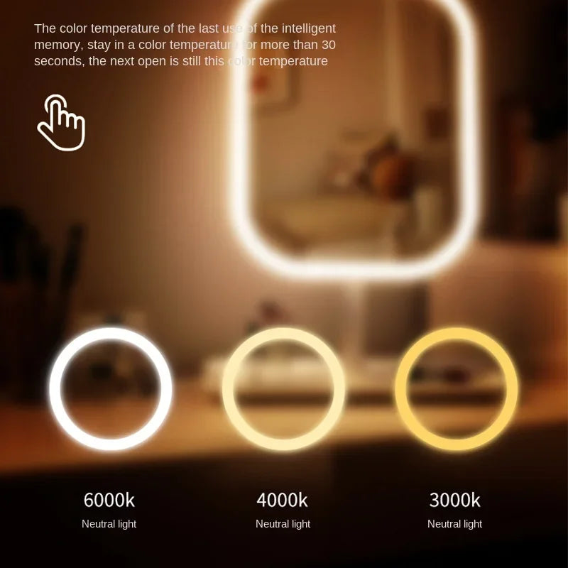 Modern Touch LED Makeup Mirror with 3 Light Modes with Storage for your Makeup, White