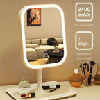 Modern Touch LED Makeup Mirror with 3 Light Modes with Storage for your Makeup, White