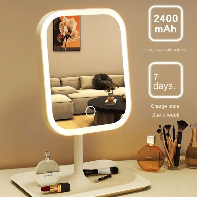 Modern Touch LED Makeup Mirror with 3 Light Modes with Storage for your Makeup, White