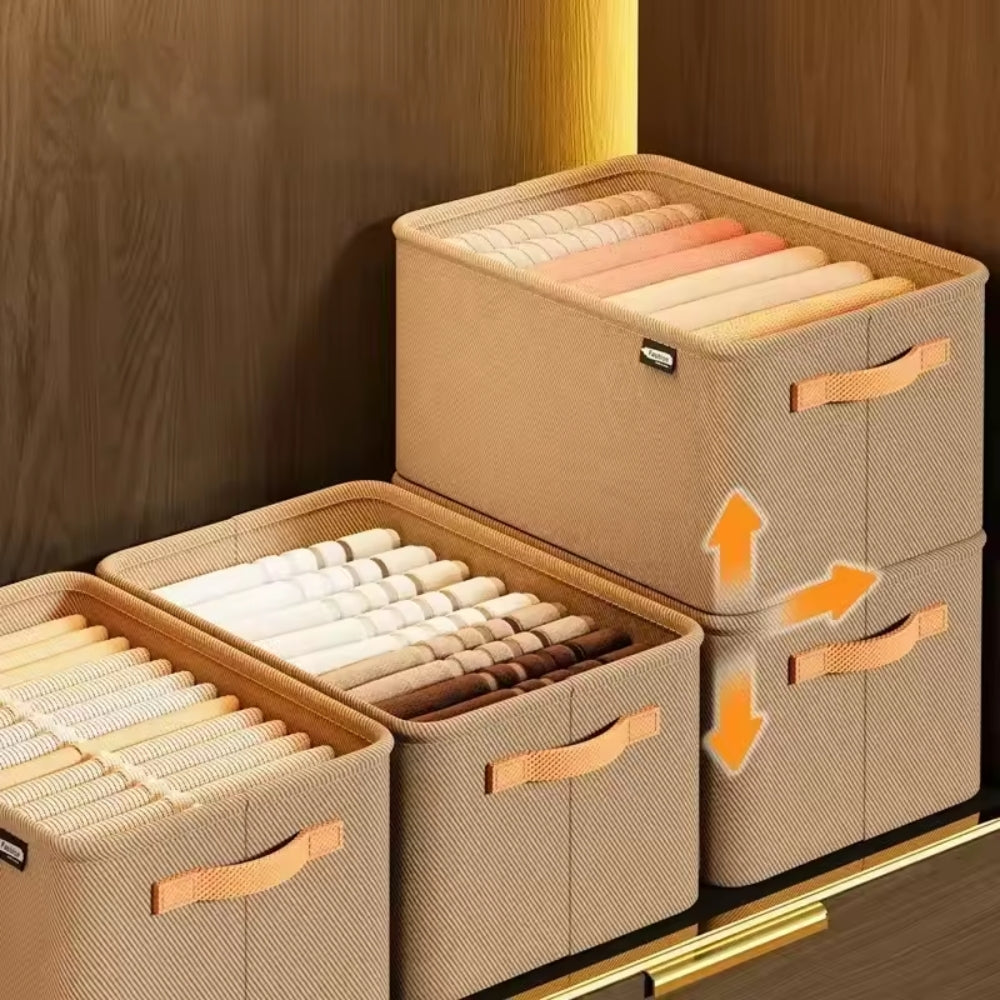 Package of 3 Thickened Clothes Organizer Boxes for Pants, Sweaters, Jeans & Wardrobe Drawer Storage