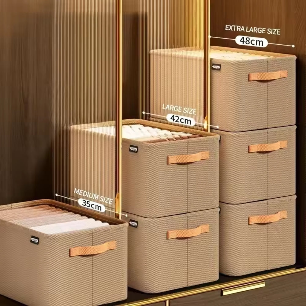 Package of 3 Thickened Clothes Organizer Boxes for Pants, Sweaters, Jeans & Wardrobe Drawer Storage