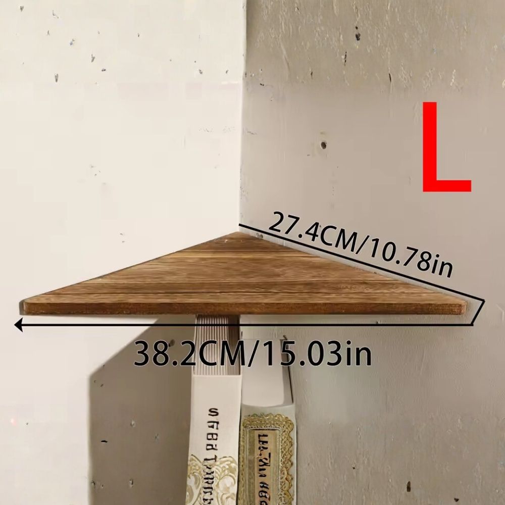 Charcoal Burnt Wooden Corner Shelf – Floating Display Stand for Books, Plants & Home Decor