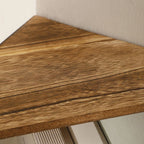 Charcoal Burnt Wooden Corner Shelf – Floating Display Stand for Books, Plants & Home Decor