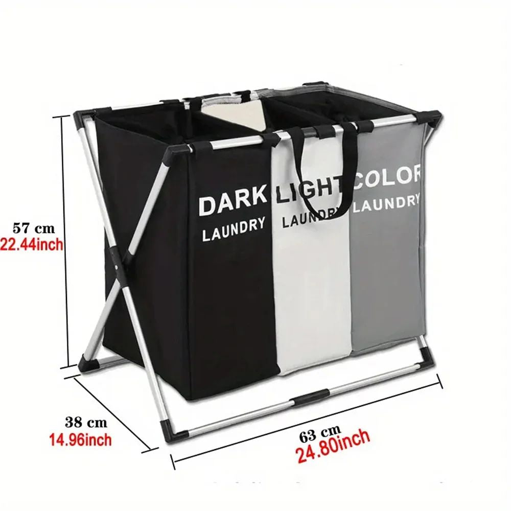 Foldable Laundry Basket with 1–3 Grids – Waterproof Dirty Clothes Organizer for Bathroom & Bedroom