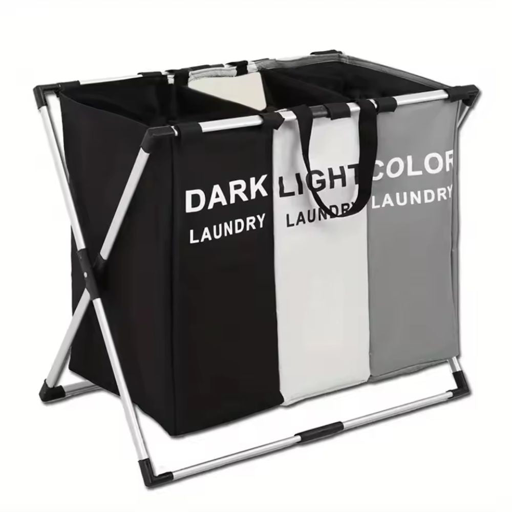 Foldable Laundry Basket with 1–3 Grids – Waterproof Dirty Clothes Organizer for Bathroom & Bedroom