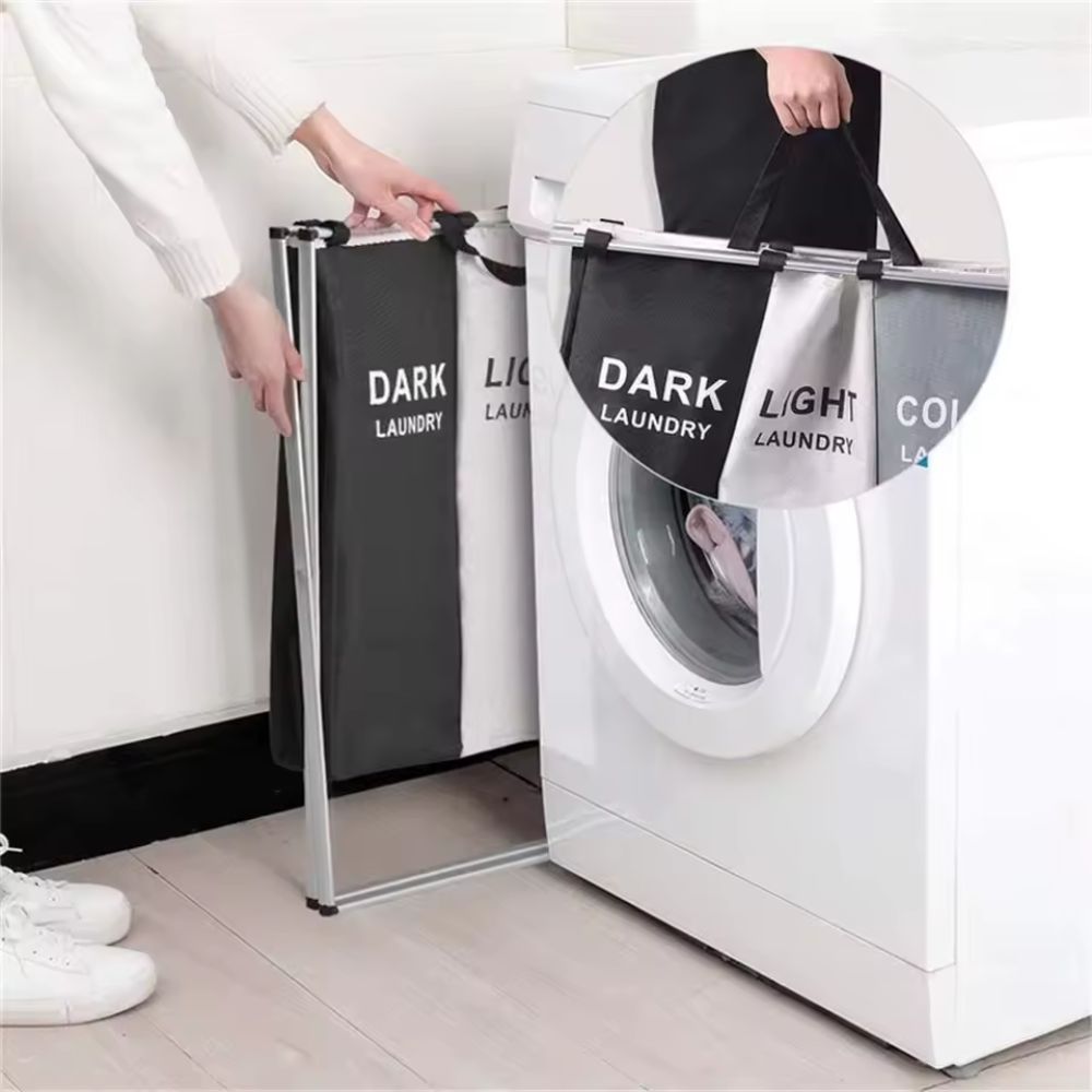 Foldable Laundry Basket with 1–3 Grids – Waterproof Dirty Clothes Organizer for Bathroom & Bedroom