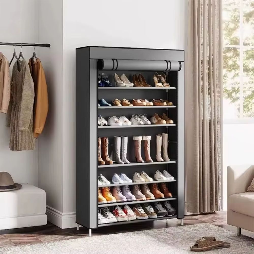 Multi-Functional Shoe Rack with Dustproof Cover – Space-Saving Shoe Cabinet