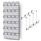 Foldable Over-the-Door Hanging Shoe Organizer with 12 and 24 Mesh Pockets - Space-Saving Shoe and Accesories Hanger