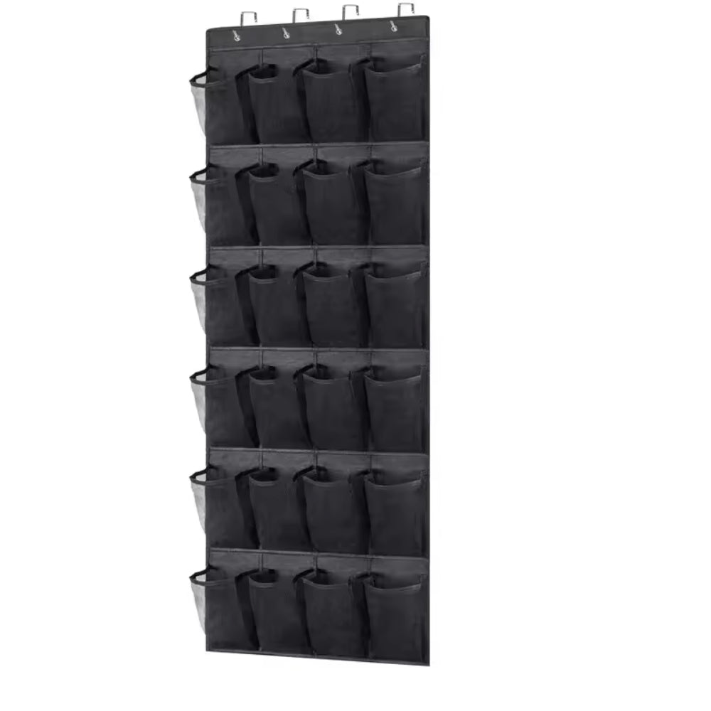 Foldable Over-the-Door Hanging Shoe Organizer with 12 and 24 Mesh Pockets - Space-Saving Shoe and Accesories Hanger