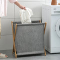 Foldable Premium Quality Cotton Linen Laundry Basket with Wooden Frame – Japanese Style Dirty Clothes Storage Organizer