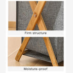 Foldable Premium Quality Cotton Linen Laundry Basket with Wooden Frame – Japanese Style Dirty Clothes Storage Organizer