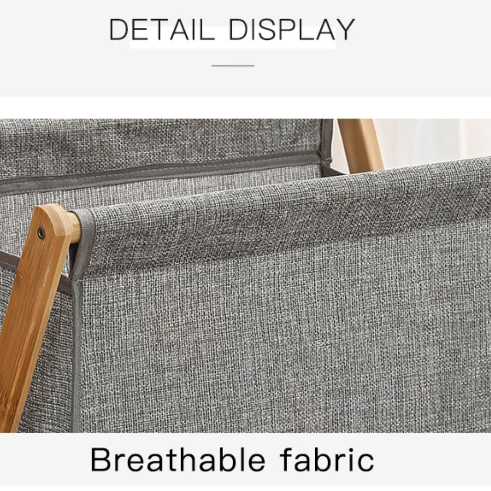 Foldable Premium Quality Cotton Linen Laundry Basket with Wooden Frame – Japanese Style Dirty Clothes Storage Organizer