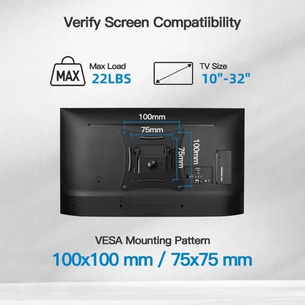 Full Motion TV Wall Mount Bracket – Adjustable Swivel, Tilt & Extend Arm for 10–32" Flat or Curved Screens