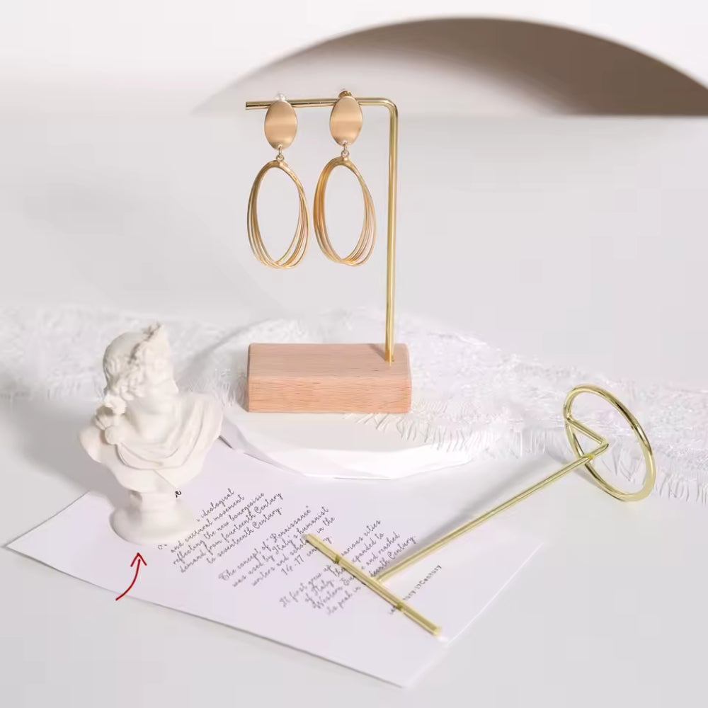 4Pcs Jewelry Display Stand with Wooden Base – Bracelet, Earring & Necklace Organizer