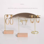 4Pcs Jewelry Display Stand with Wooden Base – Bracelet, Earring & Necklace Organizer