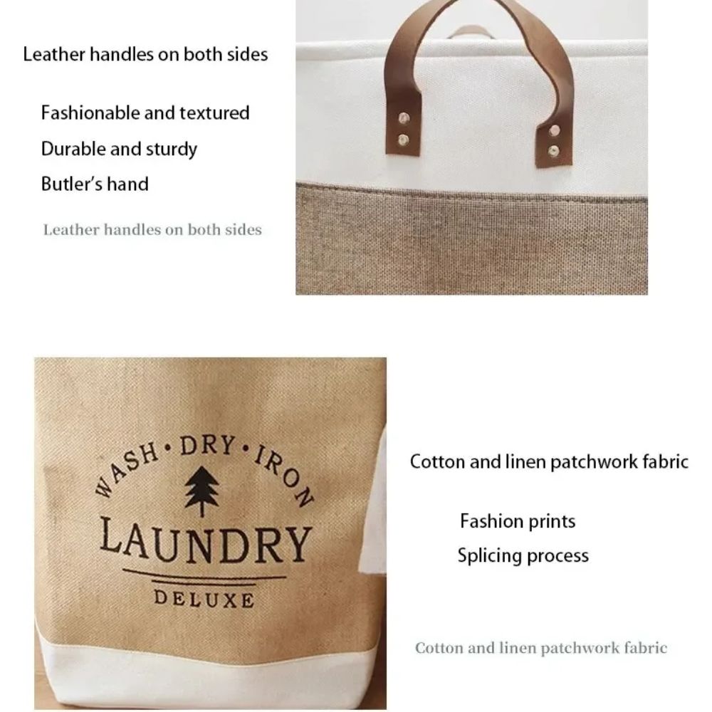 Large Capacity Foldable Laundry Basket – Fabric Dirty Clothes Storage Bin with Handles, Khaki