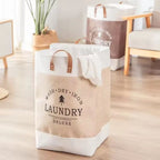 Large Capacity Foldable Laundry Basket – Fabric Dirty Clothes Storage Bin with Handles, Khaki