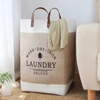 Large Capacity Foldable Laundry Basket – Fabric Dirty Clothes Storage Bin with Handles, Khaki