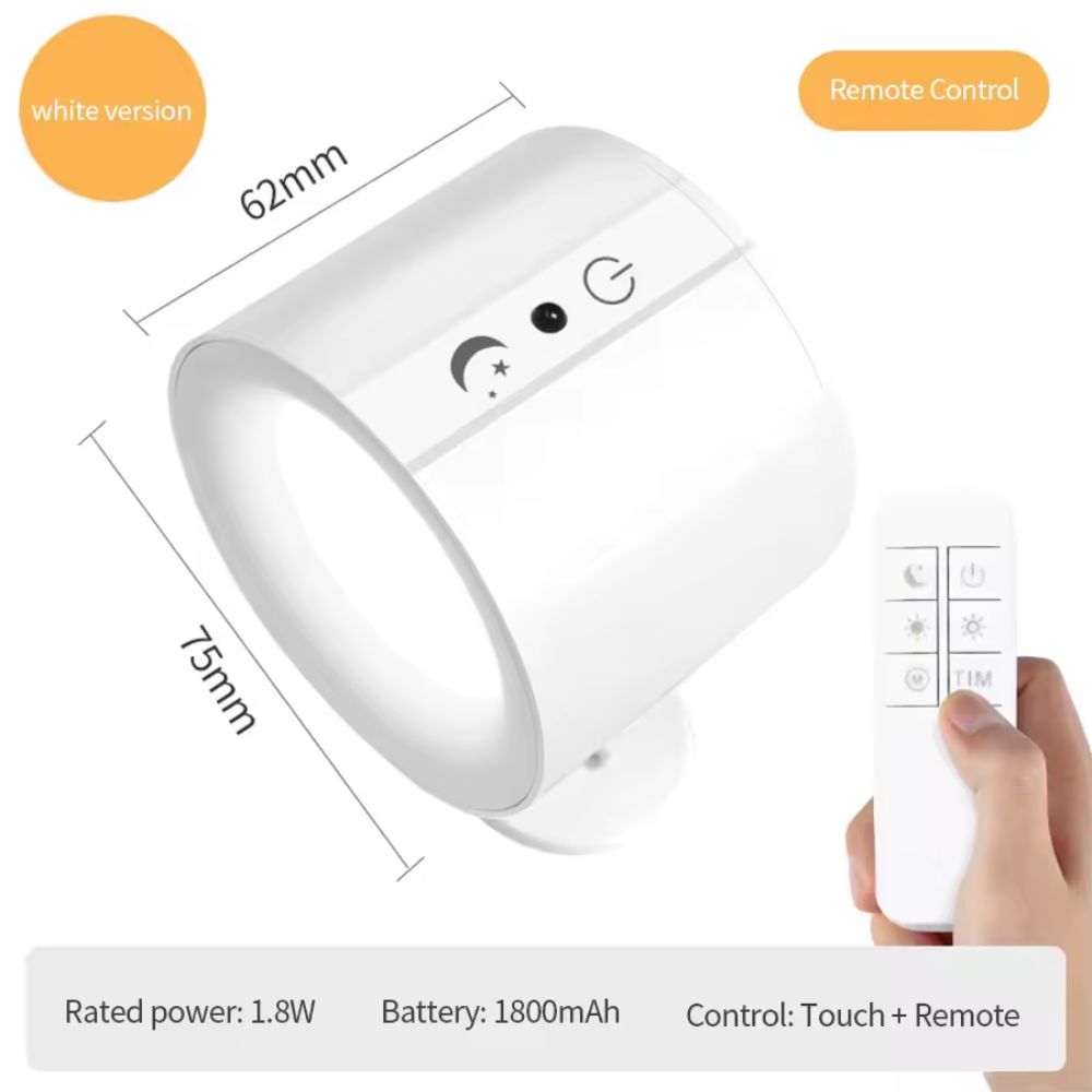 LED Wall Sconce Light – Touch Control, 360° Rotatable Double Head, 3-Color Wireless Lamp for Bedroom & Living Spaces