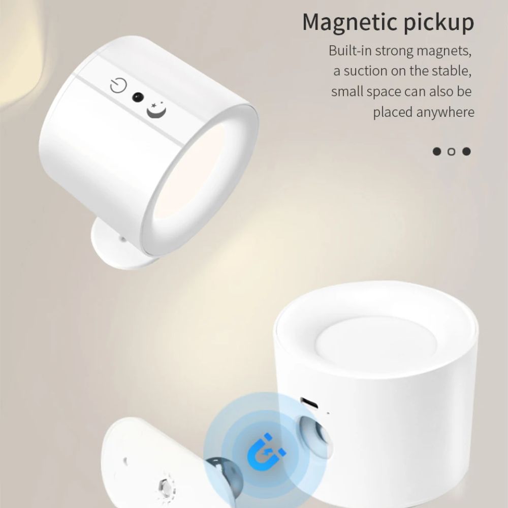 LED Wall Sconce Light – Touch Control, 360° Rotatable Double Head, 3-Color Wireless Lamp for Bedroom & Living Spaces