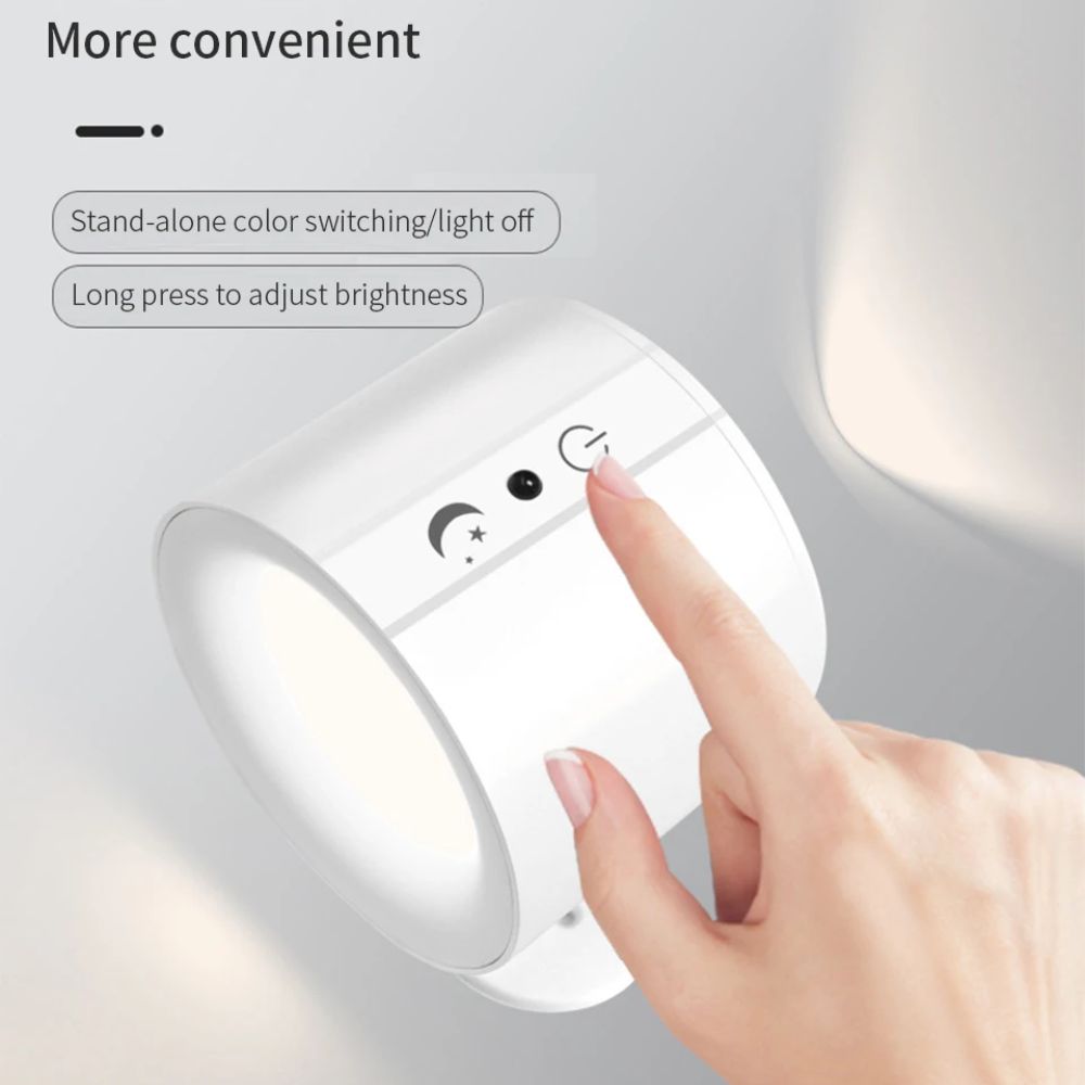 LED Wall Sconce Light – Touch Control, 360° Rotatable Double Head, 3-Color Wireless Lamp for Bedroom & Living Spaces