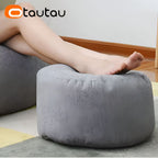 Linen Round Bean Bag Ottoman – Soft Pouf Footstool Tatami Puff with Filling (D30cm x H20cm)