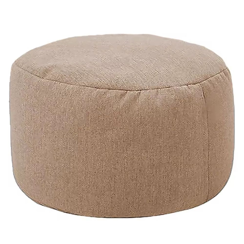 Linen Round Bean Bag Ottoman – Soft Pouf Footstool Tatami Puff with Filling (D30cm x H20cm)