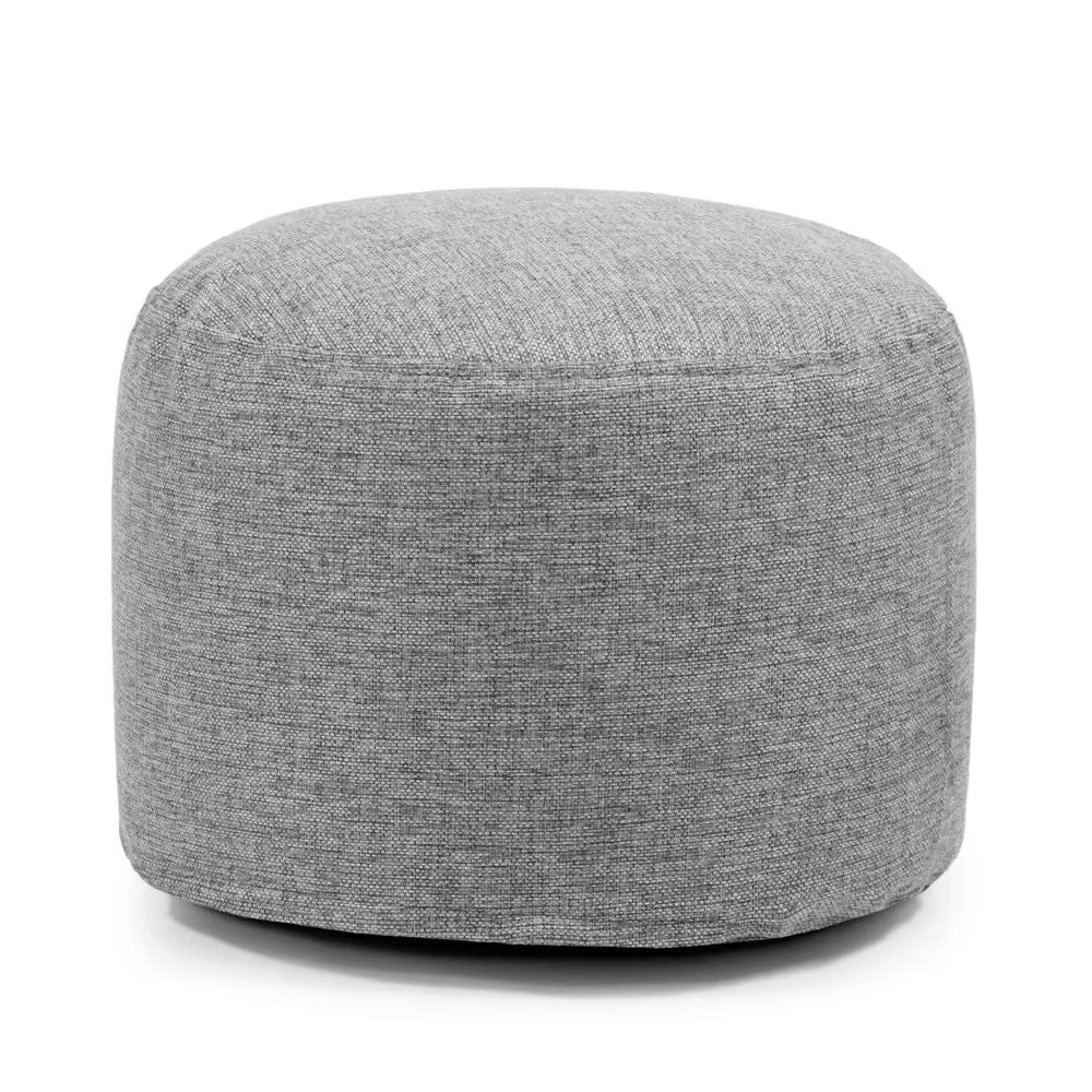 Linen Round Bean Bag Ottoman – Soft Pouf Footstool Tatami Puff with Filling (D30cm x H20cm)