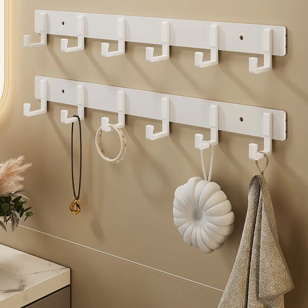 Modern Wall Coat Rack with Heavy-Duty Black Hooks – Multi-Purpose Towel, Robe & Clothes Hanger for Bathroom, Kitchen & Entryway