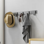 Modern Wall Coat Rack with Heavy-Duty Black Hooks – Multi-Purpose Towel, Robe & Clothes Hanger for Bathroom, Kitchen & Entryway