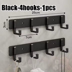 Modern Wall Coat Rack with Heavy-Duty Black Hooks – Multi-Purpose Towel, Robe & Clothes Hanger for Bathroom, Kitchen & Entryway