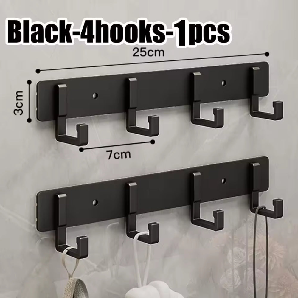 Modern Wall Coat Rack with Heavy-Duty Black Hooks – Multi-Purpose Towel, Robe & Clothes Hanger for Bathroom, Kitchen & Entryway