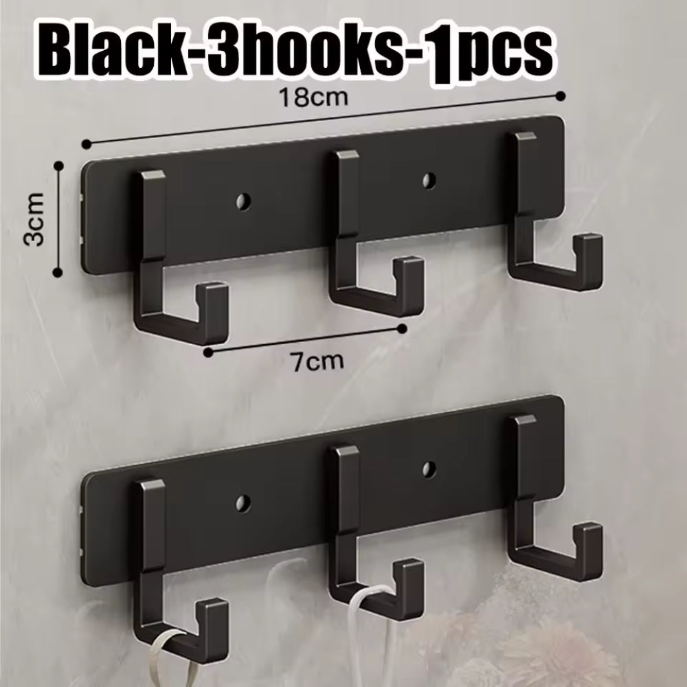 Modern Wall Coat Rack with Heavy-Duty Black Hooks – Multi-Purpose Towel, Robe & Clothes Hanger for Bathroom, Kitchen & Entryway