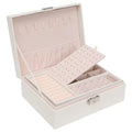 Premium PU Leather Organizer Double-Layer Jewelry Box with Lock  for Rings, Earrings, Necklaces
