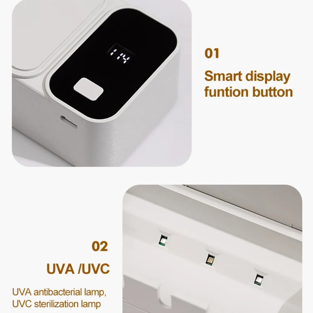 Rechargeable UV Toothbrush Sterilizer & Wall-Mounted Holder – Fast Drying with LED Display