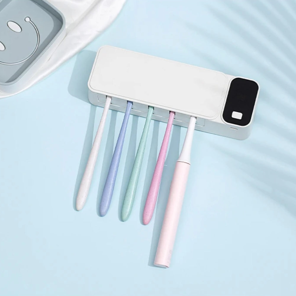 Rechargeable UV Toothbrush Sterilizer & Wall-Mounted Holder – Fast Drying with LED Display