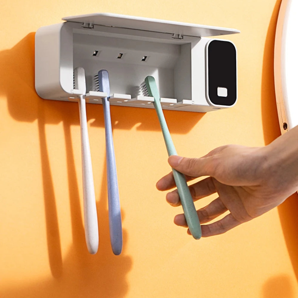 Rechargeable UV Toothbrush Sterilizer & Wall-Mounted Holder – Fast Drying with LED Display