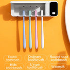 Rechargeable UV Toothbrush Sterilizer & Wall-Mounted Holder – Fast Drying with LED Display